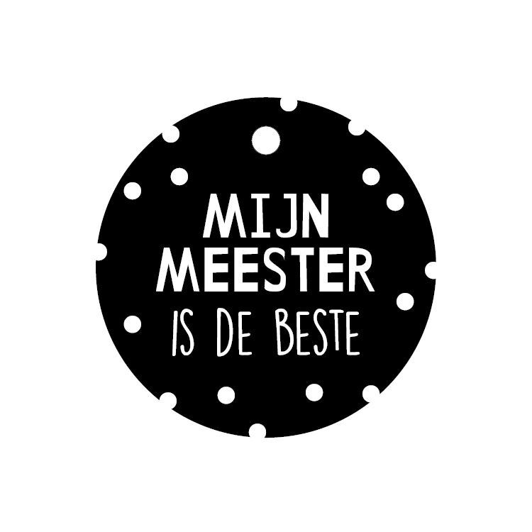 Cadeaulabel - Mijn meester is de beste - 60mm