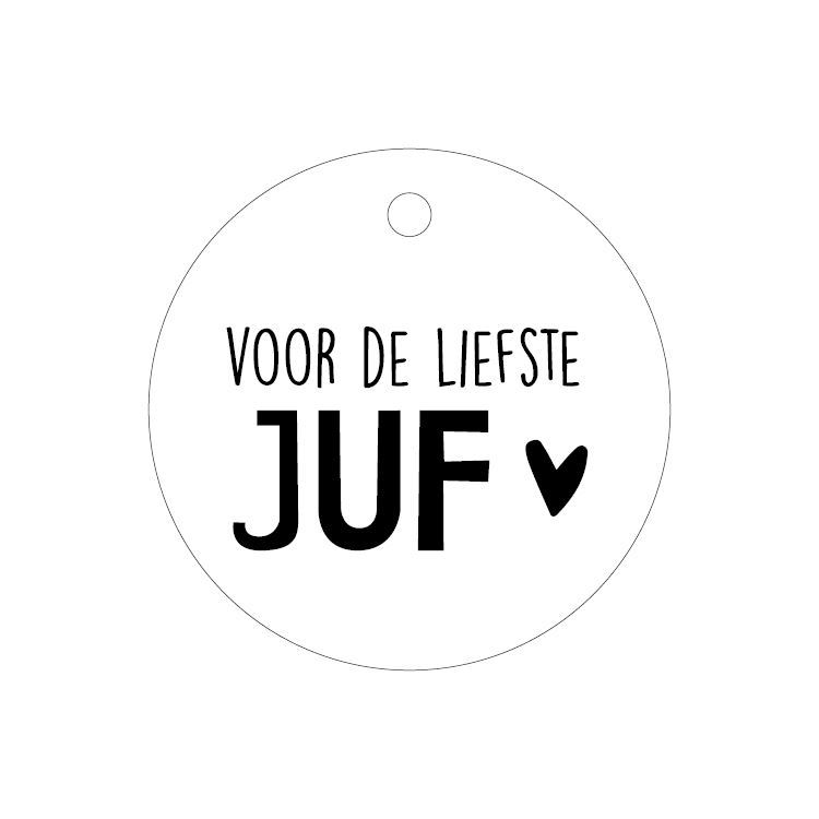 Cadeaulabel - Voor de liefste juf - 60mm