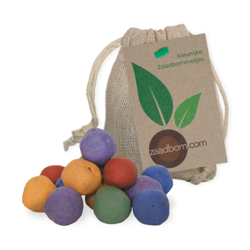 15 Bunte Samenbomben im Jutebeutel