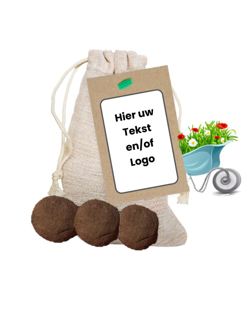 Zaadbommen Jute zakje - Eigen Ontwerp Logo / Tekst
