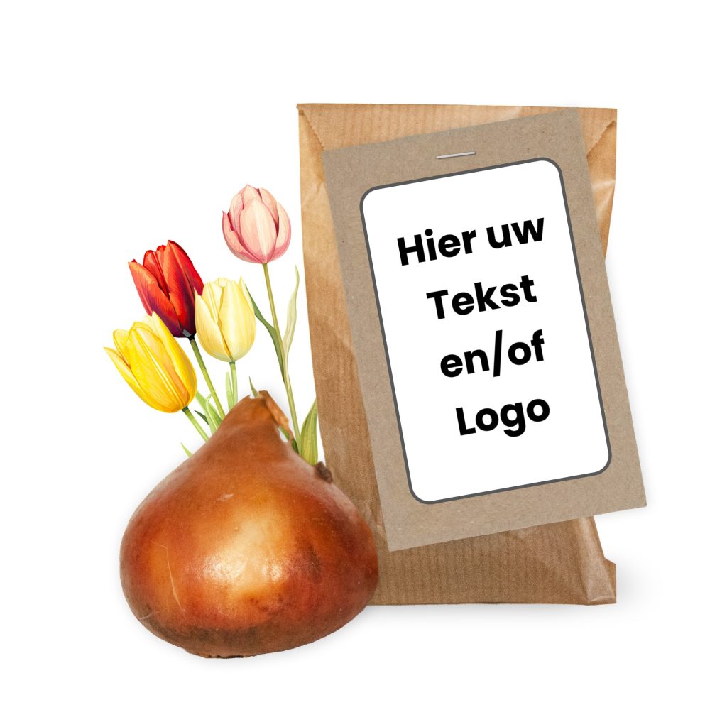 Tulpenbol(len) Kraft Zakje - Eigen Ontwerp Logo / Tekst
