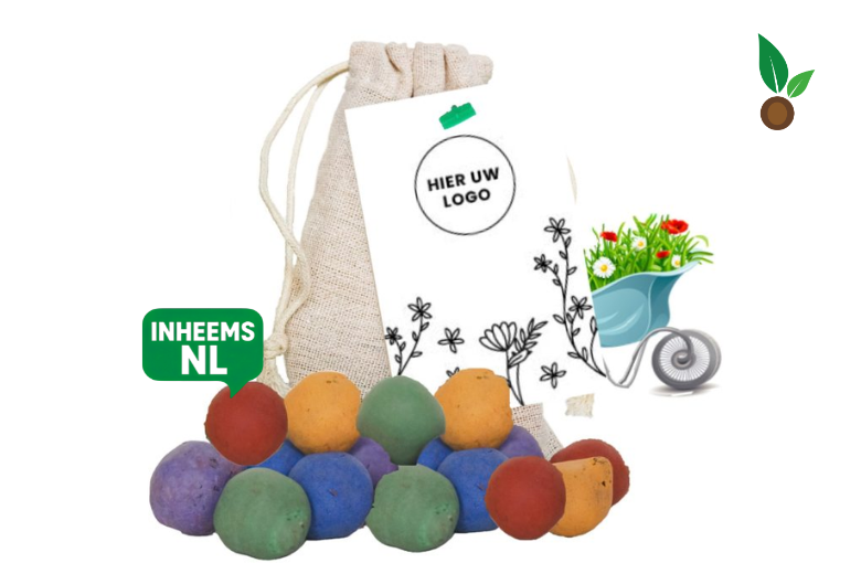Kleurrijke Zaadbommen Jutte Zakje - Zwart/Wit Kaartje