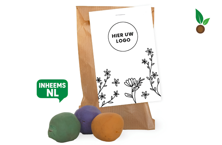 Kleurrijke Zaadbommen Kraft Zakje - Zwart/Wit Kaartje