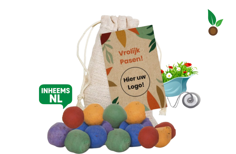 Pasen - Kleurrijke Zaadbommen Jutte Zakje - Kleurrijk Kaartje