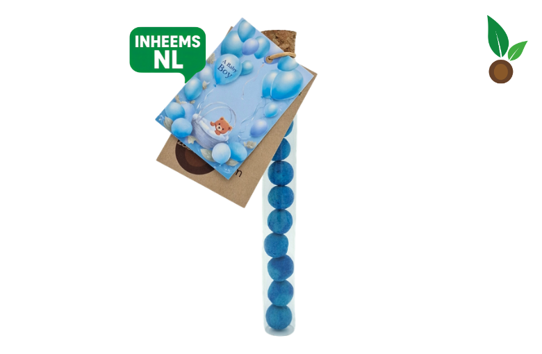 Geboorte jongetje: 10 Babyblauwe Zaadbommetjes in Reageerbuisje