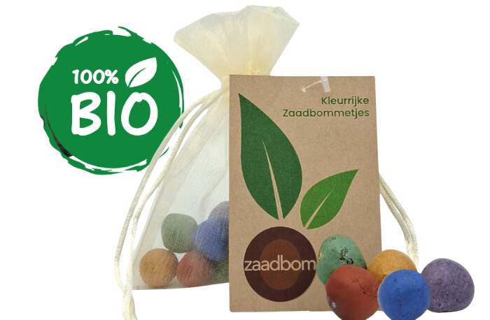 15 bunte Seedbombs im Organzasäckchen – Blumensamen für Bienenfreunde